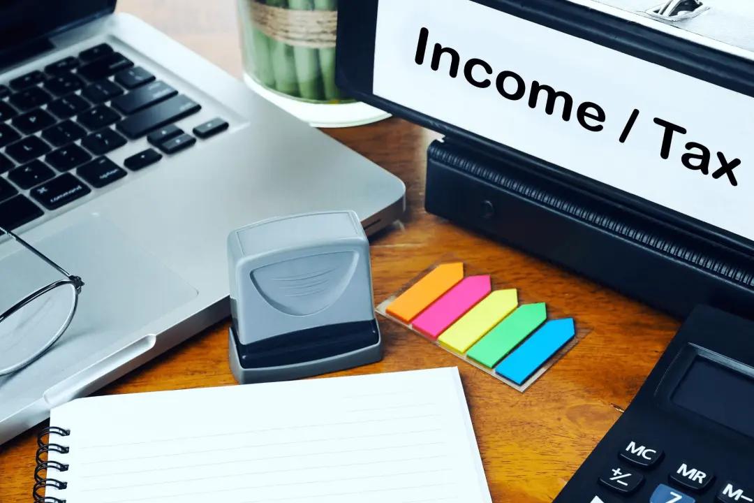 Income tax folder on a desk