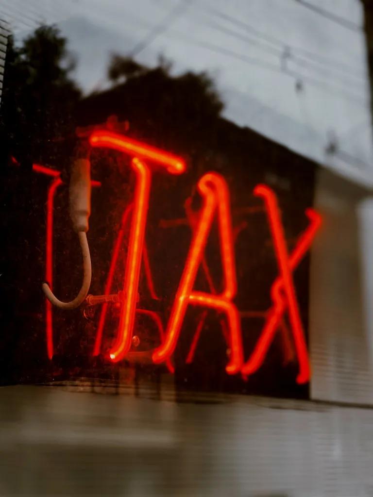 Tax neon signage